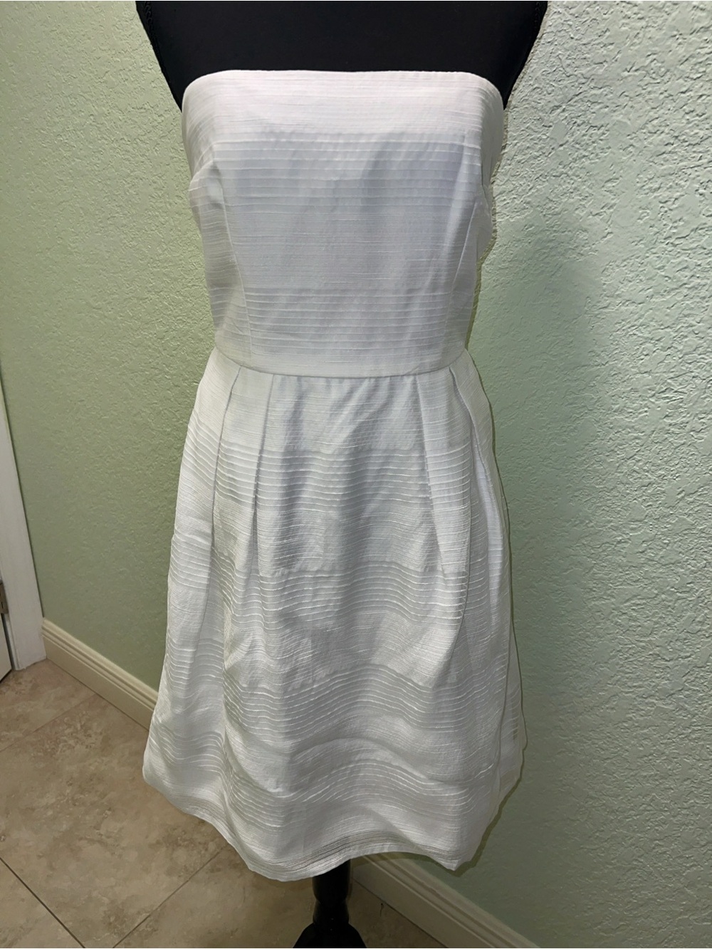 White House Black Market White Strapless Textured Dress